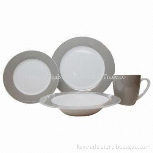 Fine Porcelain 16-piece Dinner Set in Rim-shaped, with Decal